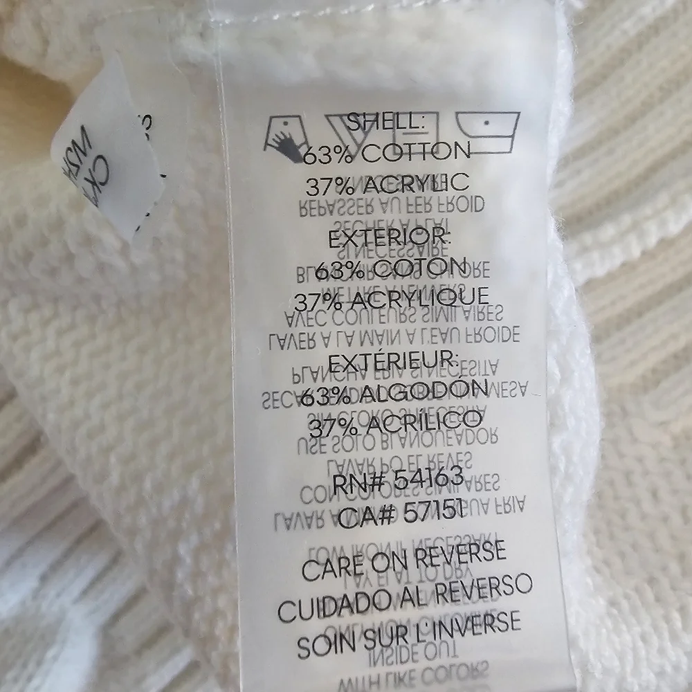 Calvin Klein Ivory Sweater Womens XL Cable Knit Preppy Luxury Logo Quiet Luxury‎ - Picture 10 of 11